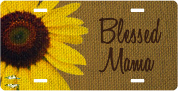 blessed mama sunflower license plate